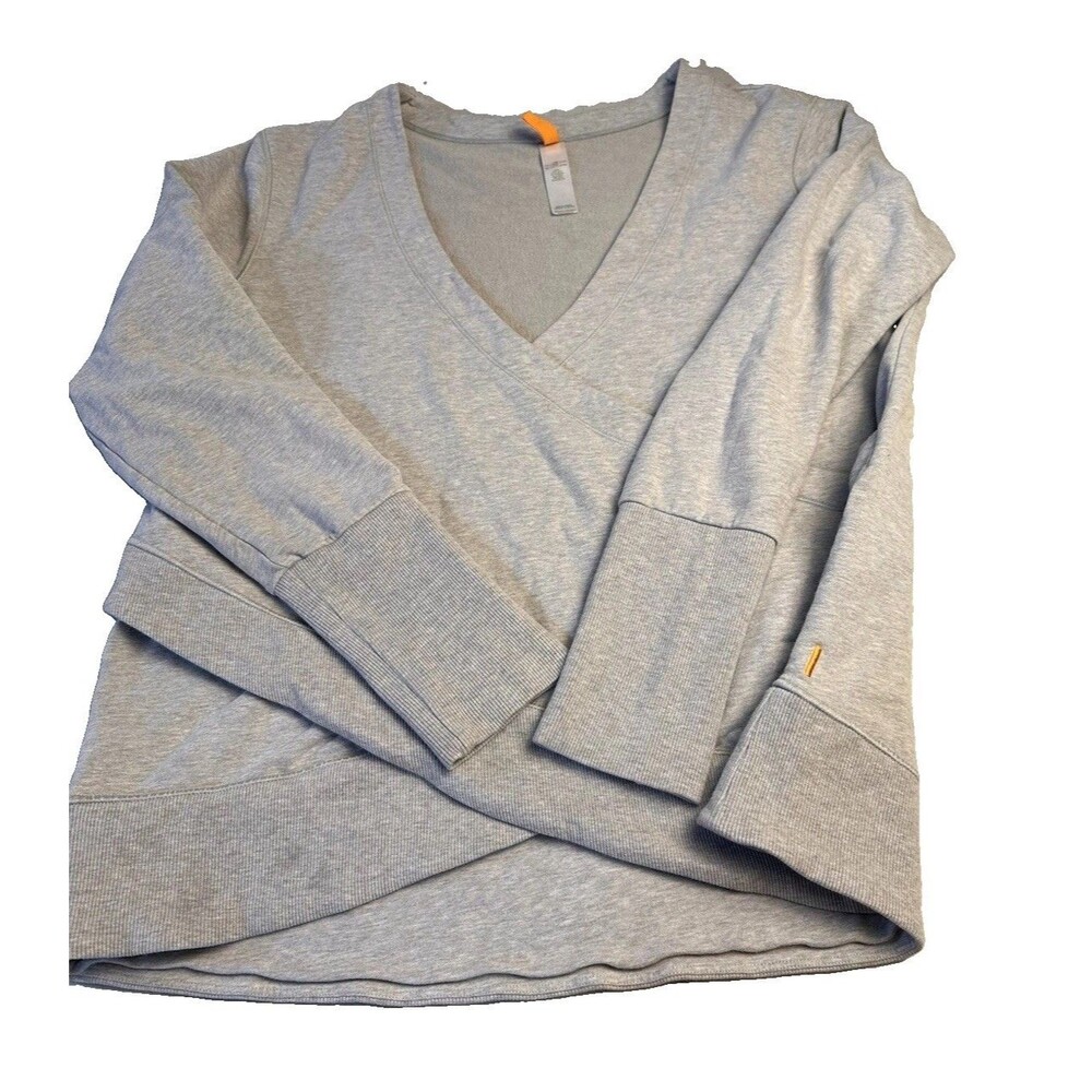 Lucy Athletic Leisure Casual On the Go Wrap style Criss Cross Light Gray Top